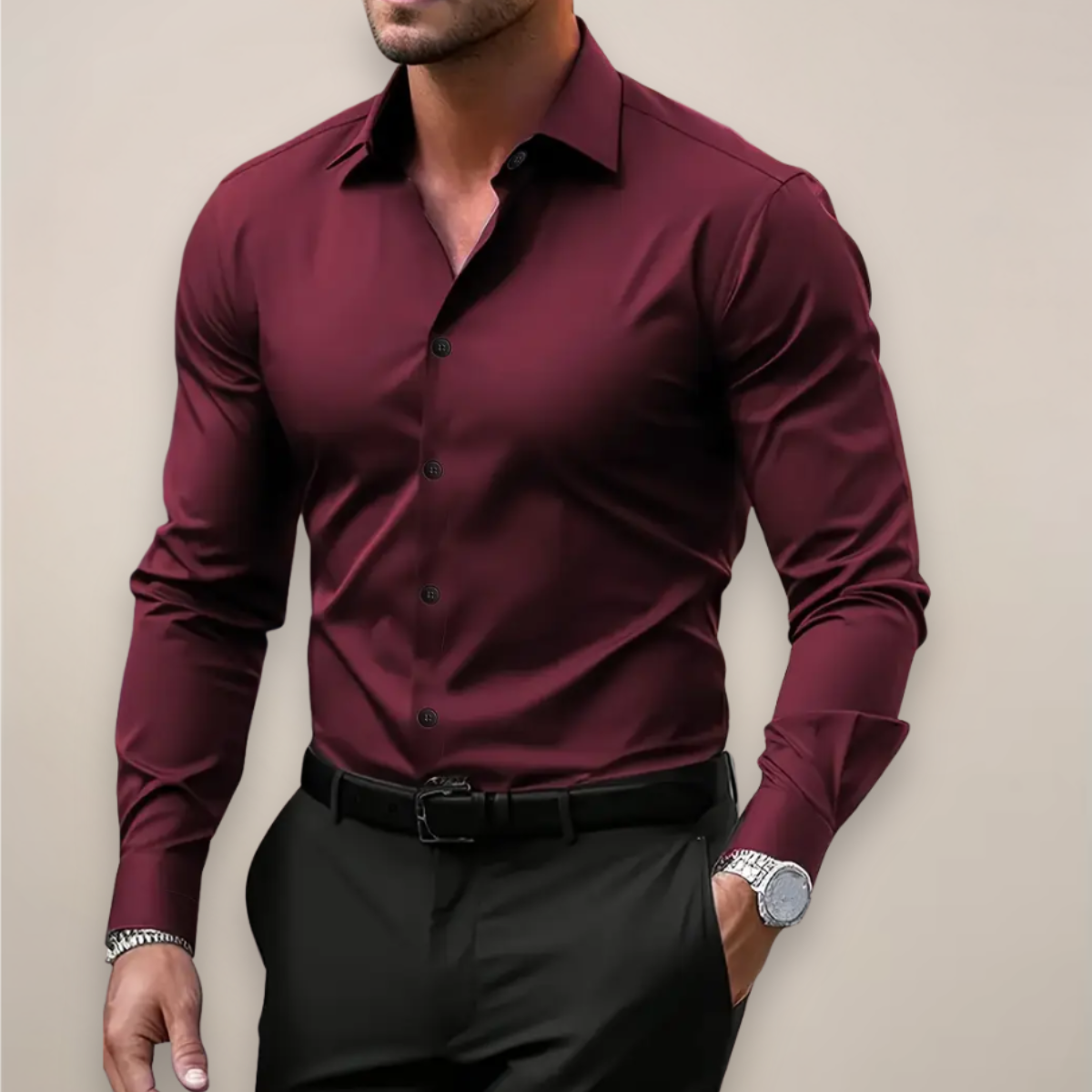 Overhemd Heren - Slim Fit met Lange Mouwen | Stijlvol Zakelijk