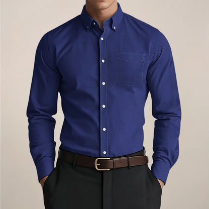 Overhemd Heren - Rekken Fit met Borstzak en Lange Mouwen | Elegant