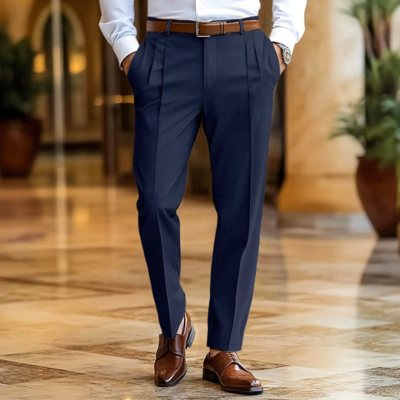 Pantalon Heren - Geplooide Taille met Rechte Pijp | Elegant