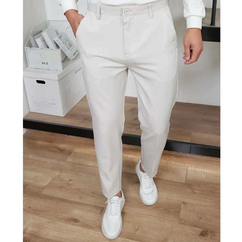 Pantalon Heren - Rechte Pijp met Persvouw en Knoopsluiting | Slim Fit