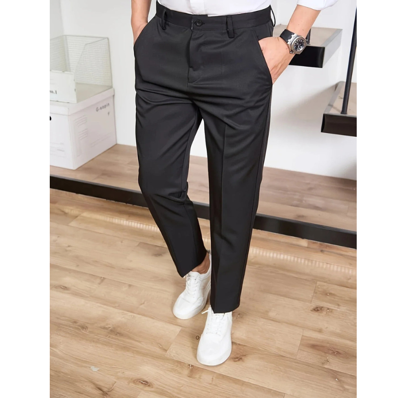 Pantalon Heren - Rechte Pijp met Persvouw en Knoopsluiting | Slim Fit