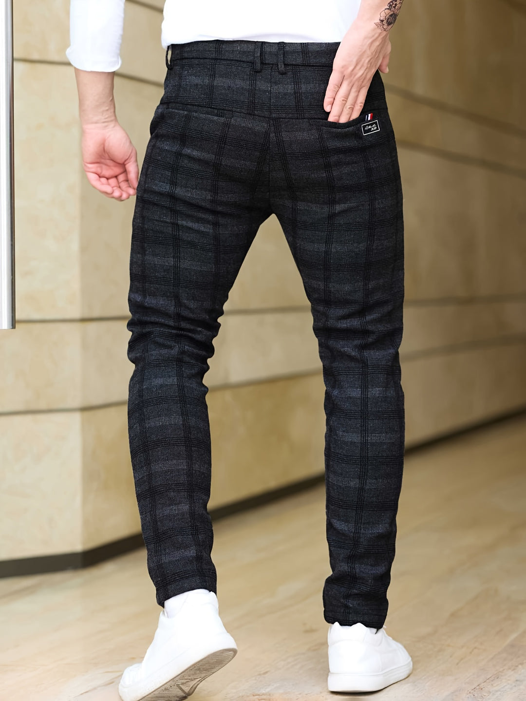 Pantalon Heren - Slim Fit Geruit Patroon met Zijzakken | Klassiek