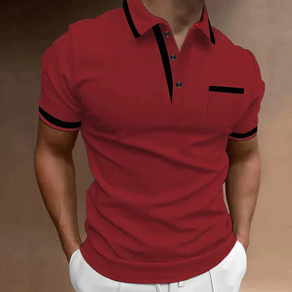 T Shirt Heren - Slim Fit Polo met Contrastbies en Borstzakje | Casual
