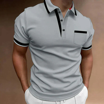 T Shirt Heren - Slim Fit Polo met Contrastbies en Borstzakje | Casual