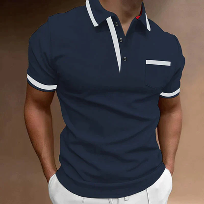 T Shirt Heren - Slim Fit Polo met Contrastbies en Borstzakje | Casual
