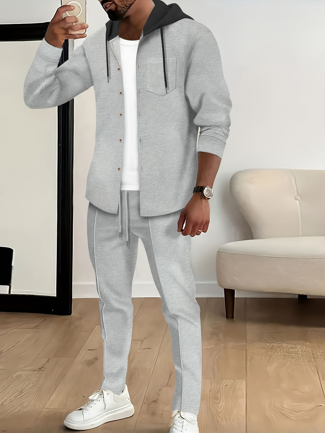 Set Heren - Overhemd met Joggingbroek Casual Print | Co-ord