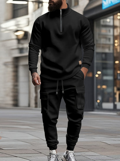 Set Heren - Half Zip Sweater met Cargo Joggingbroek | Co-ord