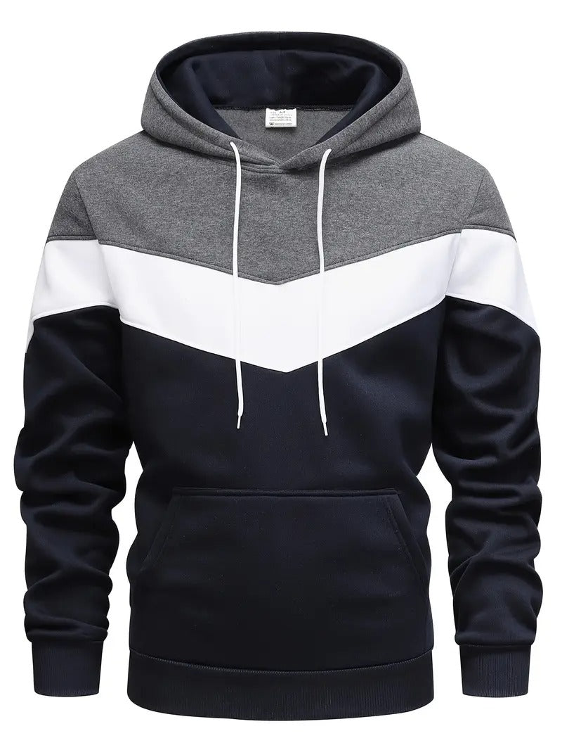 Hoodie Heren - Colorblock met Capuchon en Kangoeroe Zak | Veelzijdig