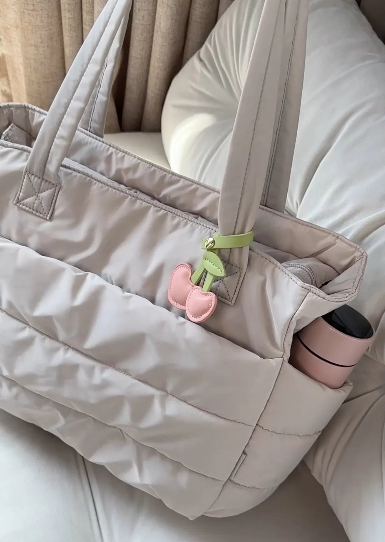 Tas Dames - Lichtgewicht Tote Bag met Zijvakken en Dubbele Hengsels