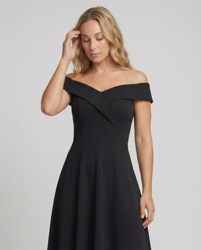 Ira - Elegante Bruiloft Gastenjurk Dames met Off-Shoulder Hals en Uitwaaierende Rok