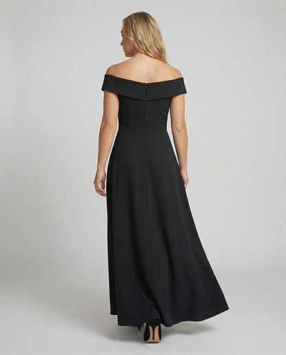 Ira - Elegante Bruiloft Gastenjurk Dames met Off-Shoulder Hals en Uitwaaierende Rok