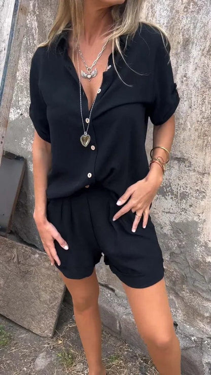 Iris - Casual Linnen Blouse Dames met Klassieke Kraag en Oprolbare Mouwen