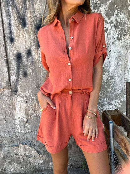 Iris - Casual Linnen Blouse Dames met Klassieke Kraag en Oprolbare Mouwen