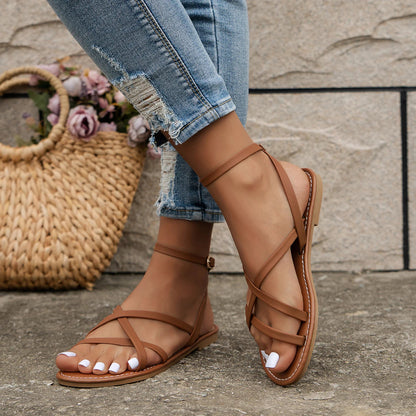 Iris - Casual Orthopedische Sandalen Dames met Slanke Gekruiste Bandjes en Enkelsluiting