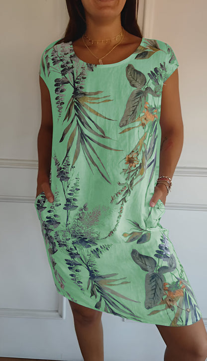 Iris - Casual Zomerjurk Dames met Ronde Hals en Zijzakken