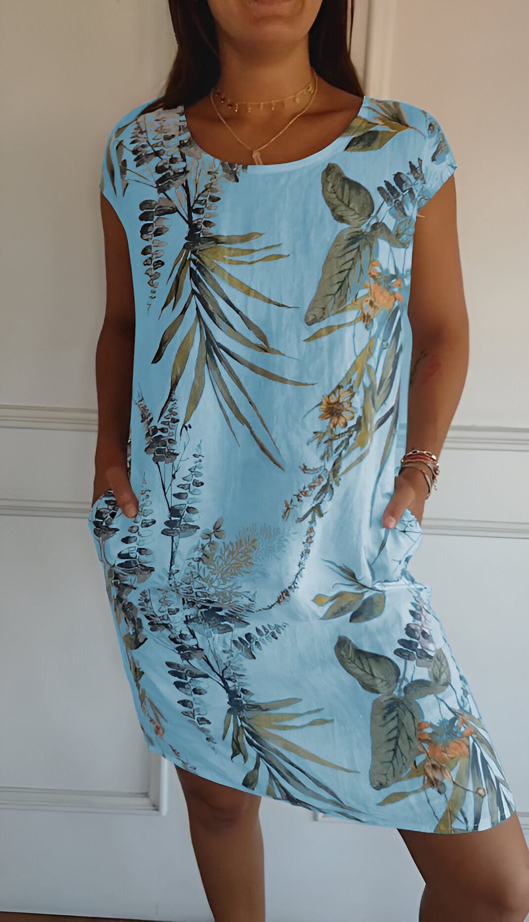 Iris - Casual Zomerjurk Dames met Ronde Hals en Zijzakken