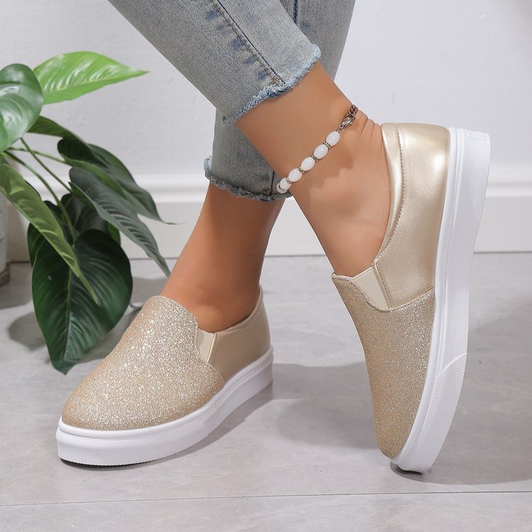 Iris - Dames Loafers Glitter voor Kerst met Plateauzool en Elastiek