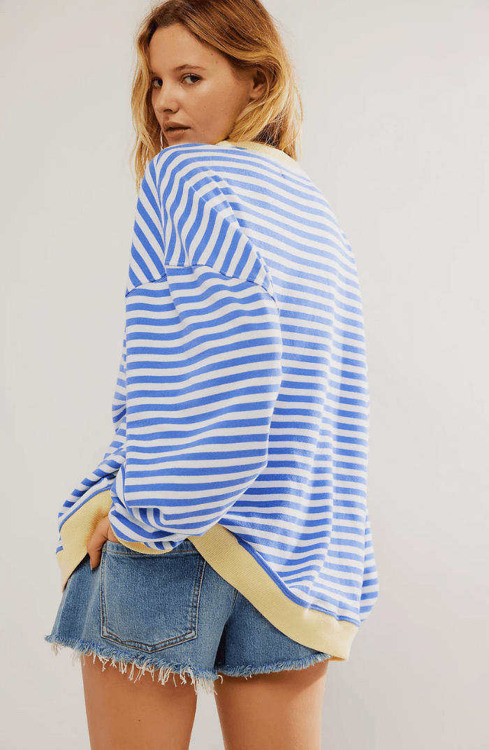 Iris - Dames Oversized Longsleeve Comfort Top met Contrasterende Zoom