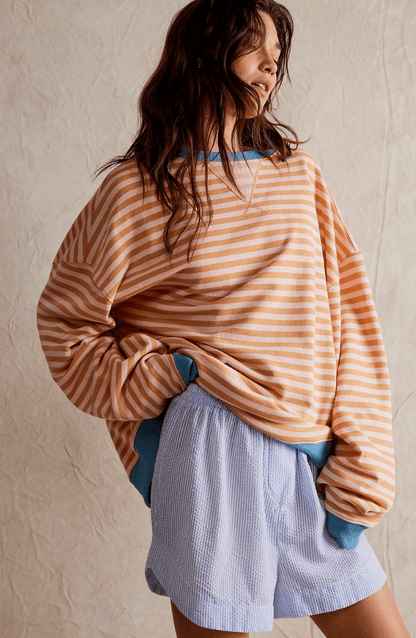 Iris - Dames Oversized Longsleeve Comfort Top met Contrasterende Zoom