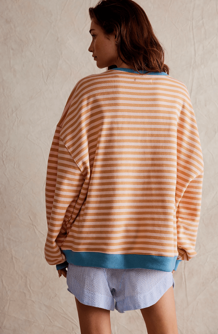 Iris - Dames Oversized Longsleeve Comfort Top met Contrasterende Zoom