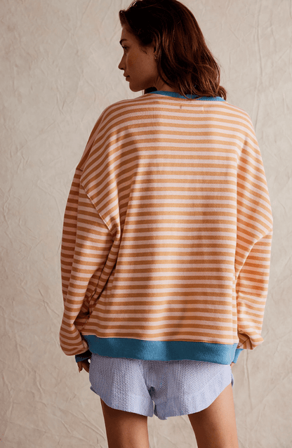Iris - Dames Oversized Longsleeve Comfort Top met Contrasterende Zoom