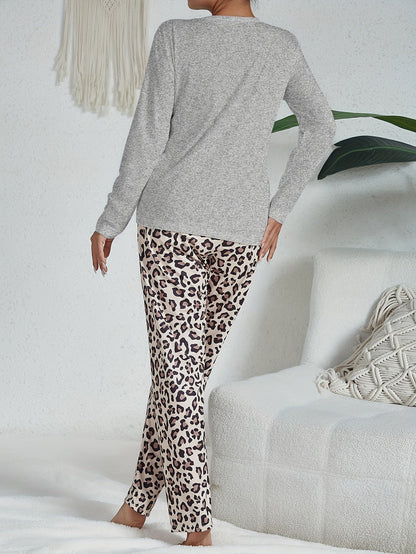 Iris - Dames Pyjama Set Comfortabel met Luipaardprint en Lange Mouwen