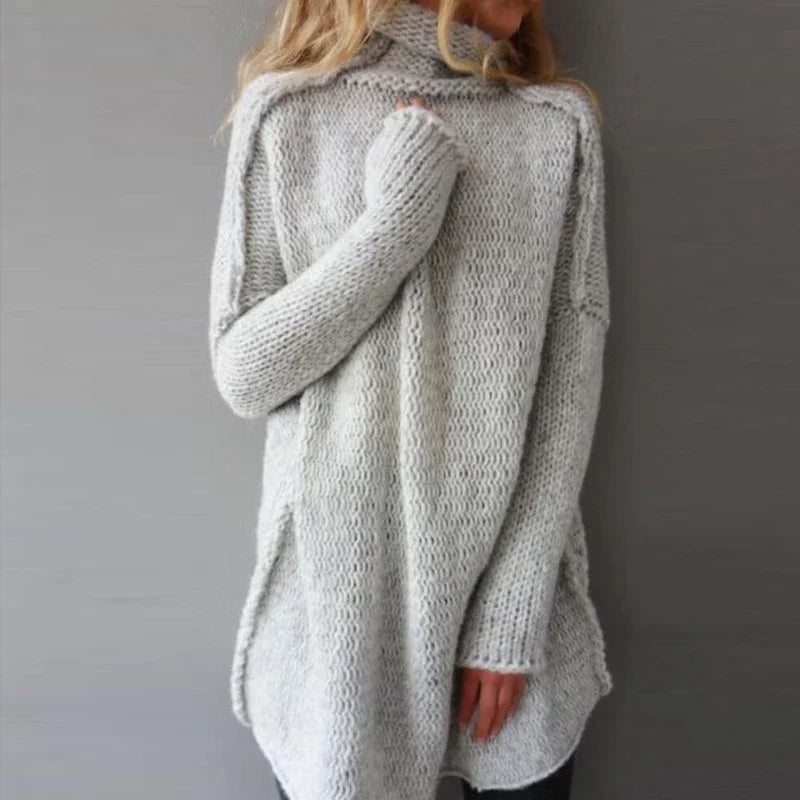 Iris - Dames Truijurk Gebreid Oversized met Col en Afgeronde Zoom
