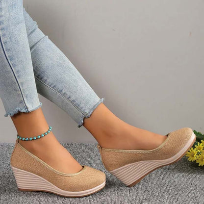 Iris - Elegante Orthopedische Sandalen Dames met Wigzool en Instapmodel