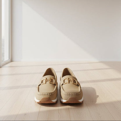 Iris - Stijlvolle Comfort Loafers Dames met Gouden Bit-Gesp en Dikke Zool