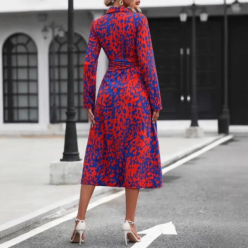 Iris - Stijlvolle Maxi Jurk Dames met Dierenprint en Ceintuur