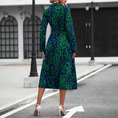 Iris - Stijlvolle Maxi Jurk Dames met Dierenprint en Ceintuur