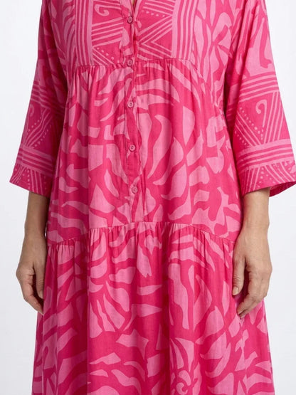 Iris - Trendy Plus Size Jurk Dames met Grafische Print en Driekwart Mouwen