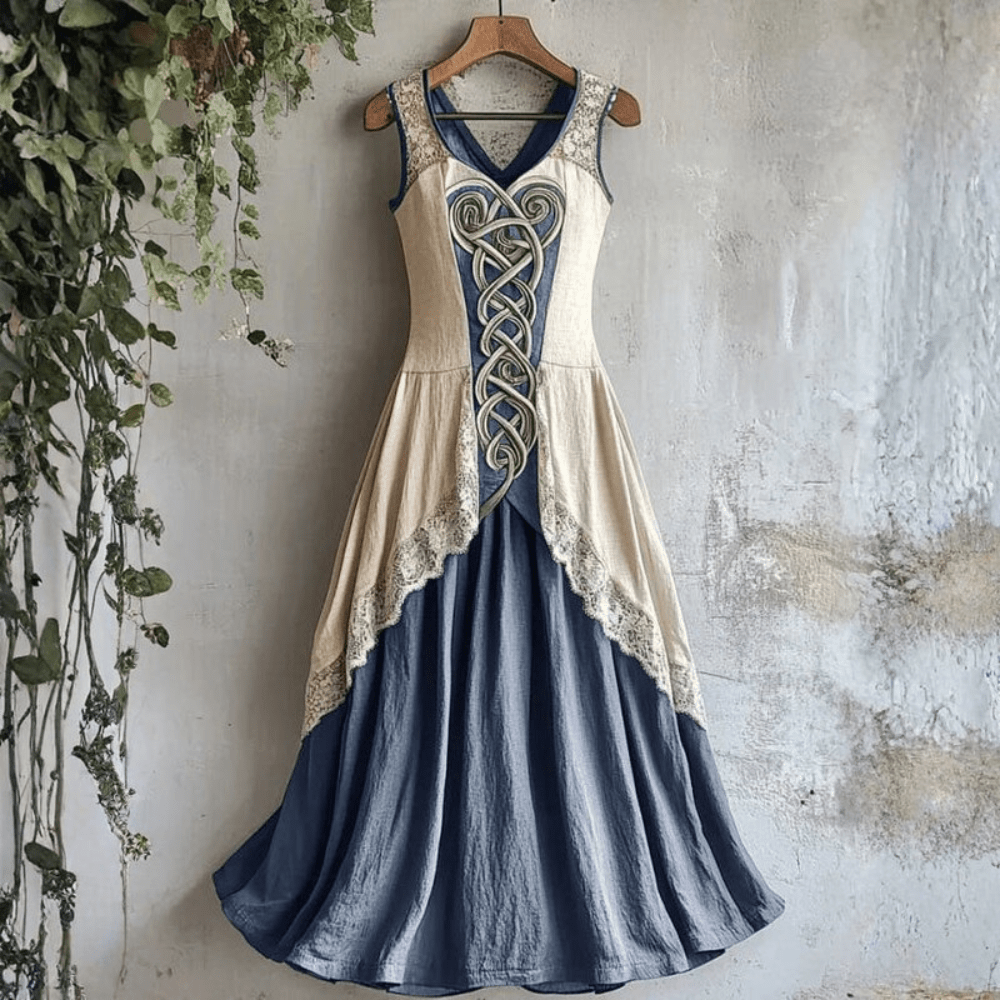 Iris - Vintage Maxi Jurk Dames met Borduursel en V-hals