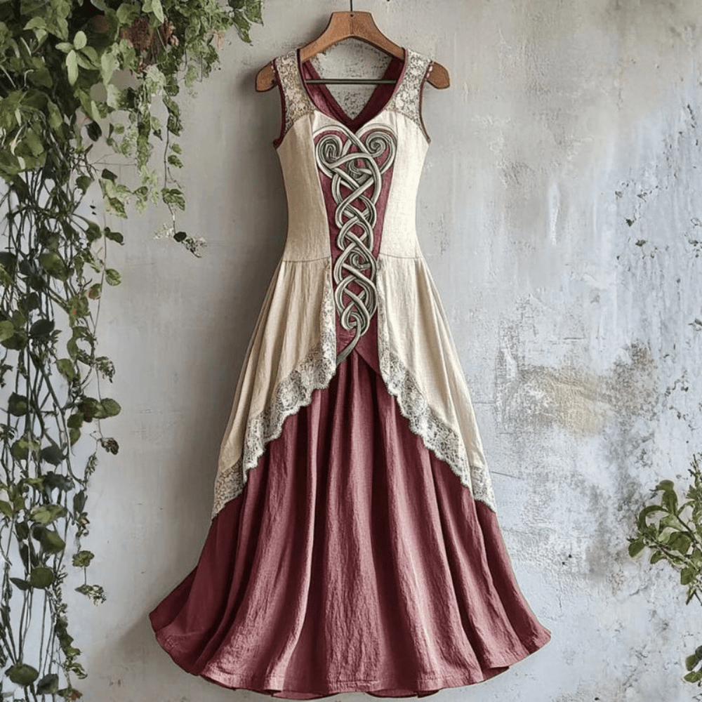 Iris - Vintage Maxi Jurk Dames met Borduursel en V-hals