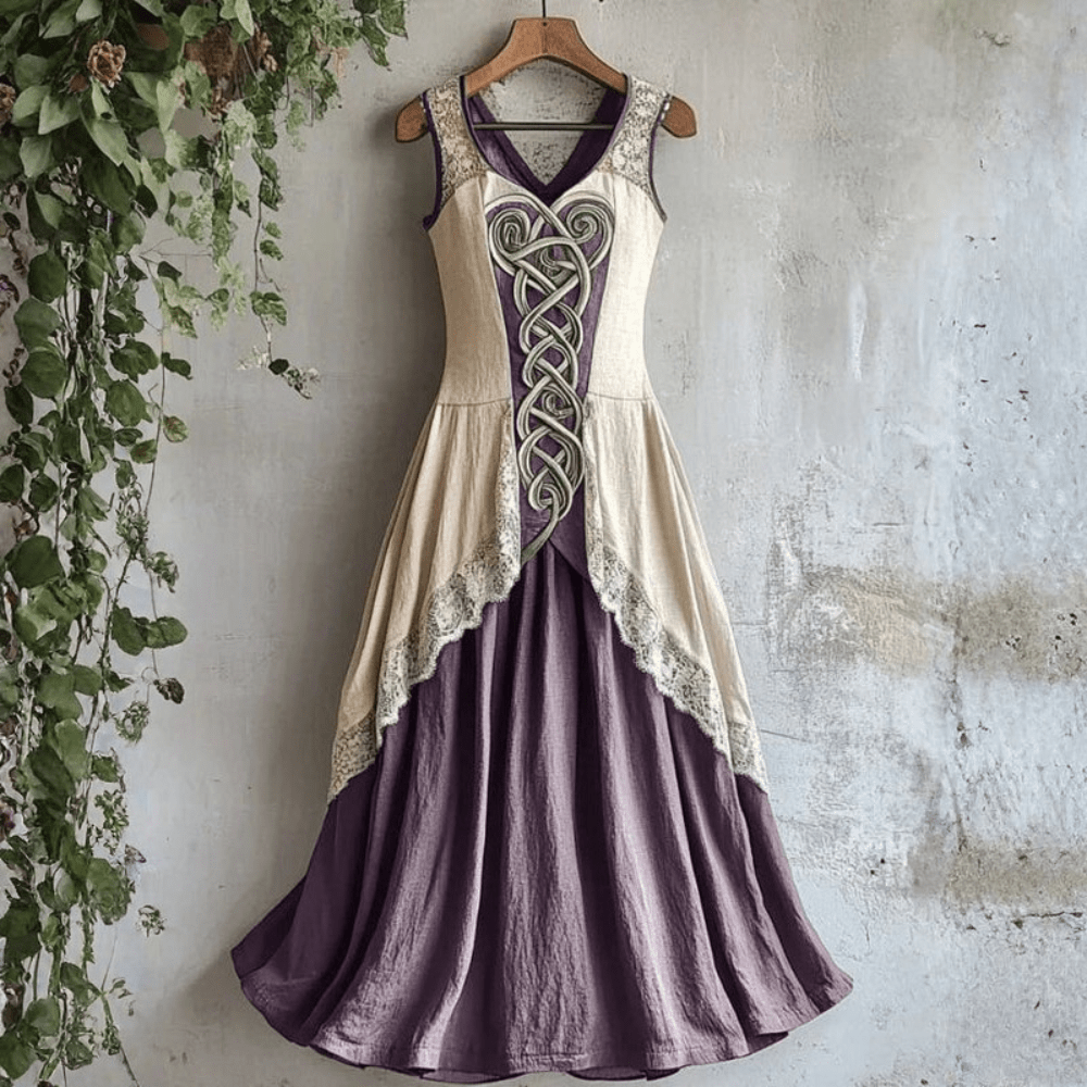 Iris - Vintage Maxi Jurk Dames met Borduursel en V-hals