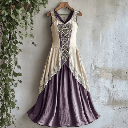 Iris - Vintage Maxi Jurk Dames met Borduursel en V-hals