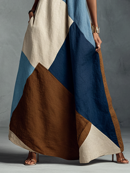 Isa - Boho Linnen Jurk Dames met Halterhals en Zakken