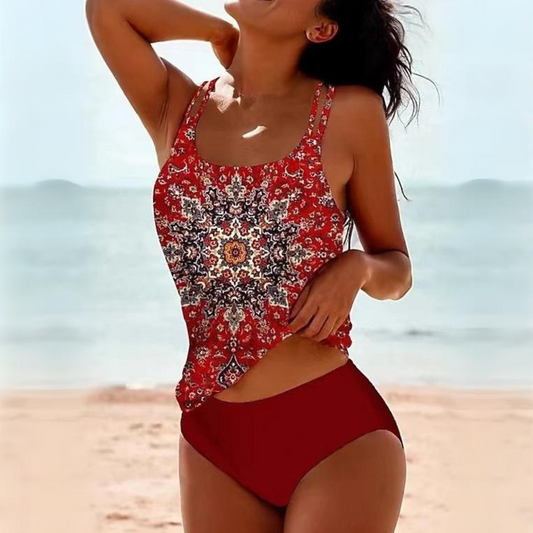 Isa - Boho Tankini Dames met Bohemian Print en Hoge Taille Slip