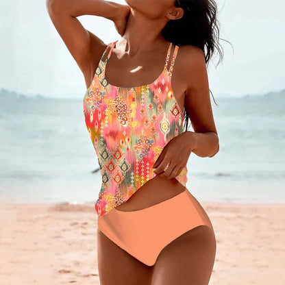 Isa - Boho Tankini Dames met Bohemian Print en Hoge Taille Slip