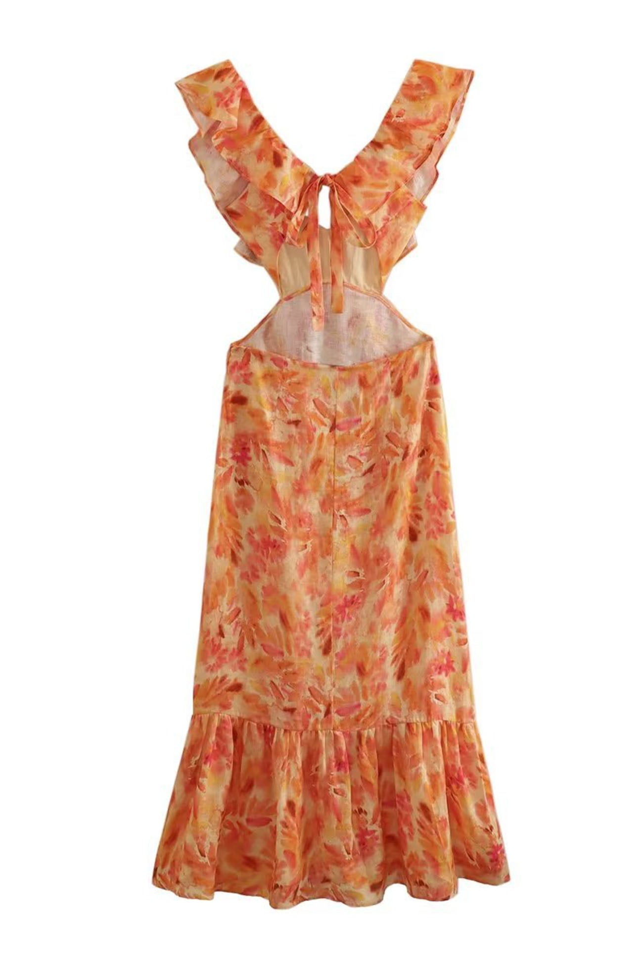 Isa - Romantische Bruiloft Gastenjurk Dames met Ruffle Schouderbandjes en Bloemenprint