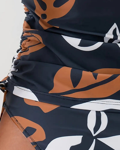 Isa - Stijlvolle Tankini Dames met Tropische Print en Verstelbare Koordjes