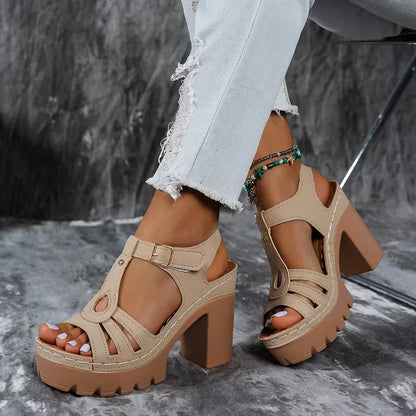 Isa - Stoere Orthopedische Sandalen Dames met Blokhak en Plateau op Profielzool