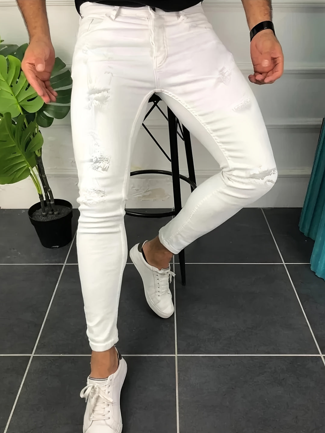 Jeans Heren - Skinny Fit met Destroyed Details en Rits | Trendy