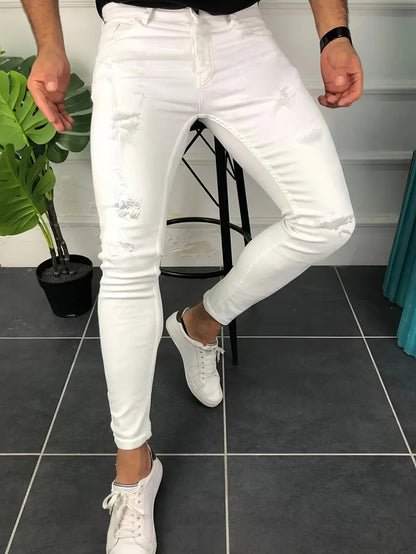 Jeans Heren - Skinny Fit met Destroyed Details en Rits | Trendy