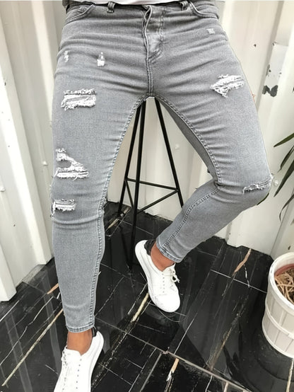 Jeans Heren - Skinny Fit met Destroyed Details en Rits | Trendy