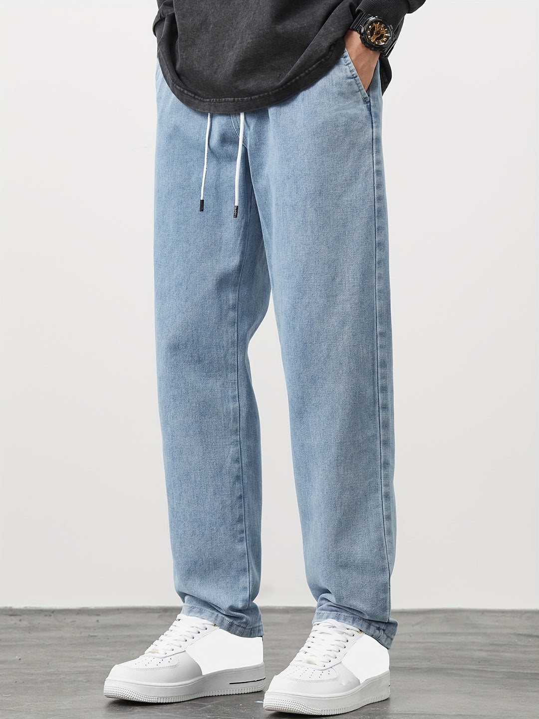Jeans Heren - Baggy Jeans met Elastische Taille en Koordje | Casual