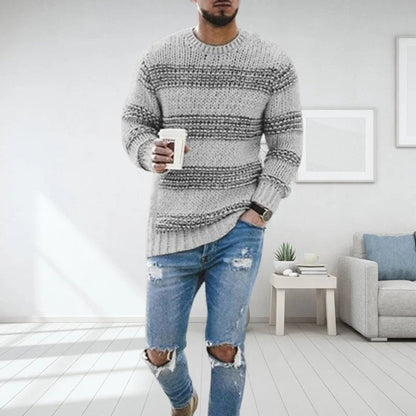 Jesse - Heren Trui Gebreid Oversized met Ronde Hals en Streepdessin