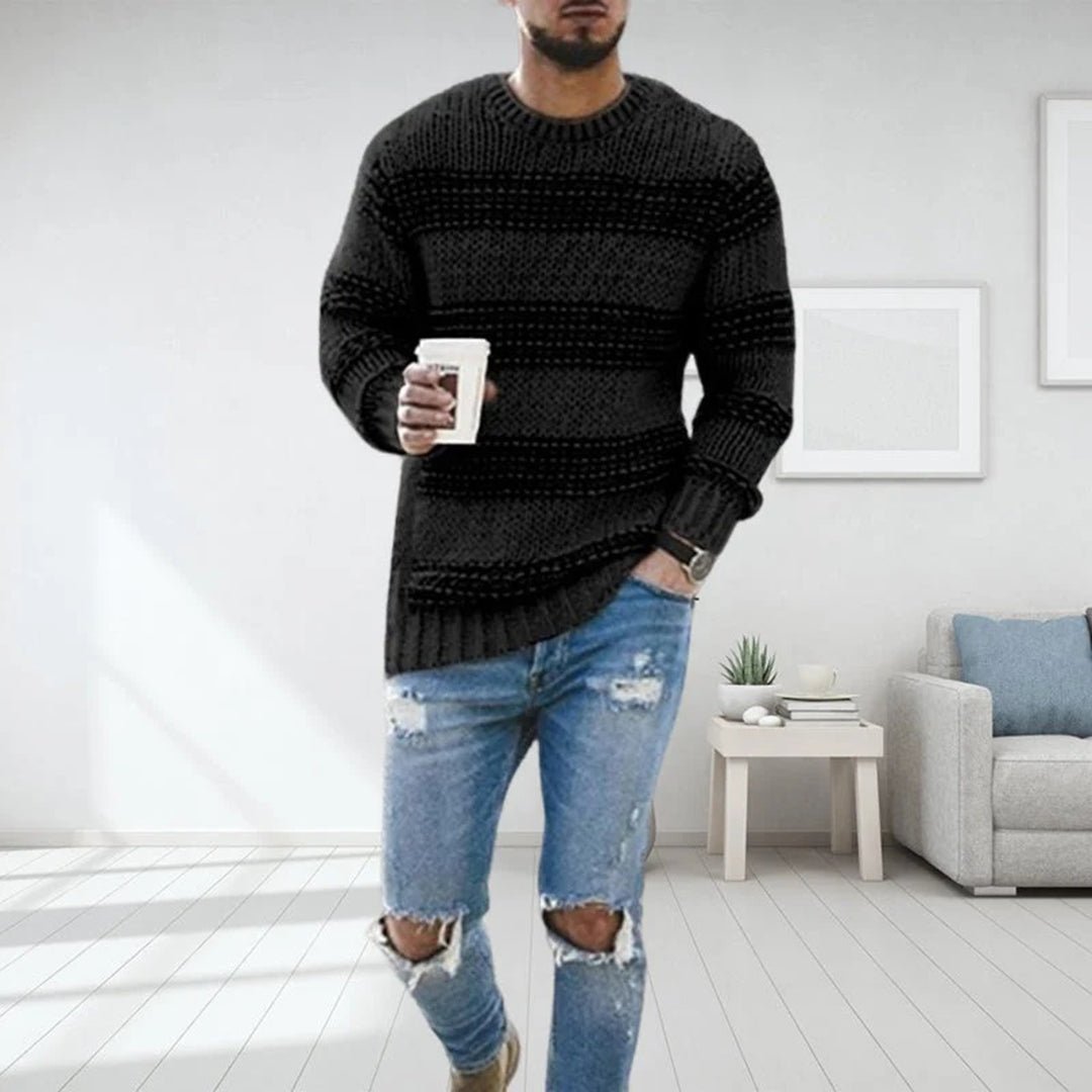 Jesse - Heren Trui Gebreid Oversized met Ronde Hals en Streepdessin