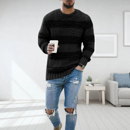 Jesse - Heren Trui Gebreid Oversized met Ronde Hals en Streepdessin