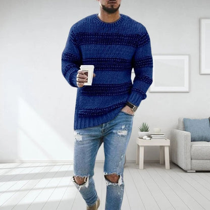 Jesse - Heren Trui Gebreid Oversized met Ronde Hals en Streepdessin